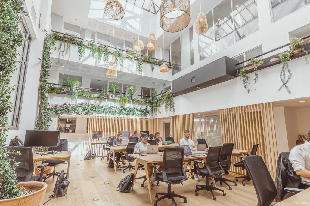 Workstation in a tastefully decorated openspace coworking space in Marseille