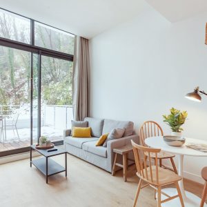 Salon meublé en coliving individuel à Grenoble
