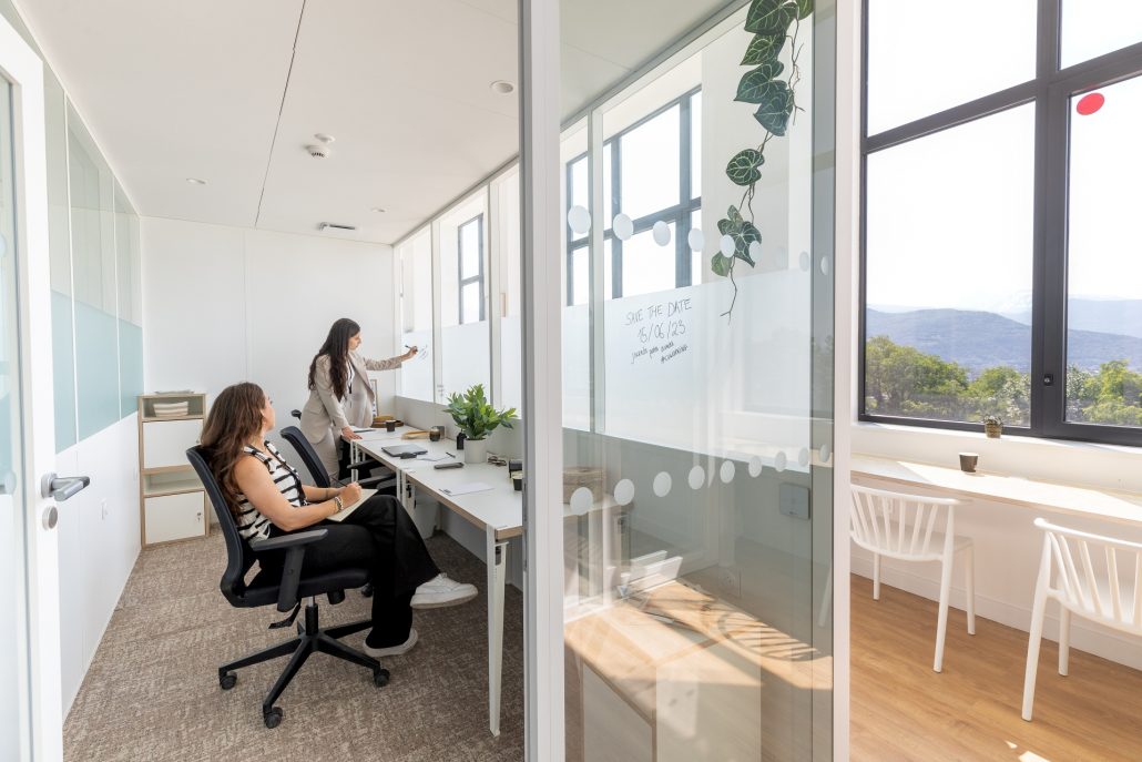 Bright closed office in a modern coworking space in Grenoble