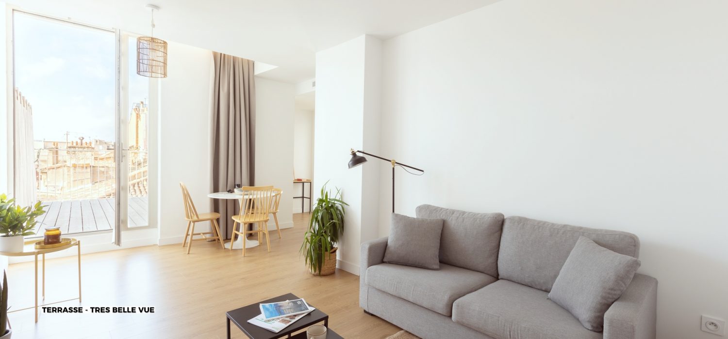 T2 Terrace Very nice view Vieux Port Marseille - Coliving Apartment Equipped living room